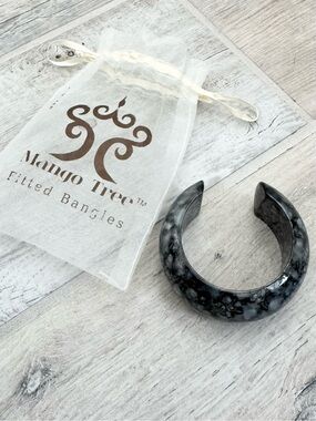 Mango Tree Marble Black Grey Fitted Bangle Cuff